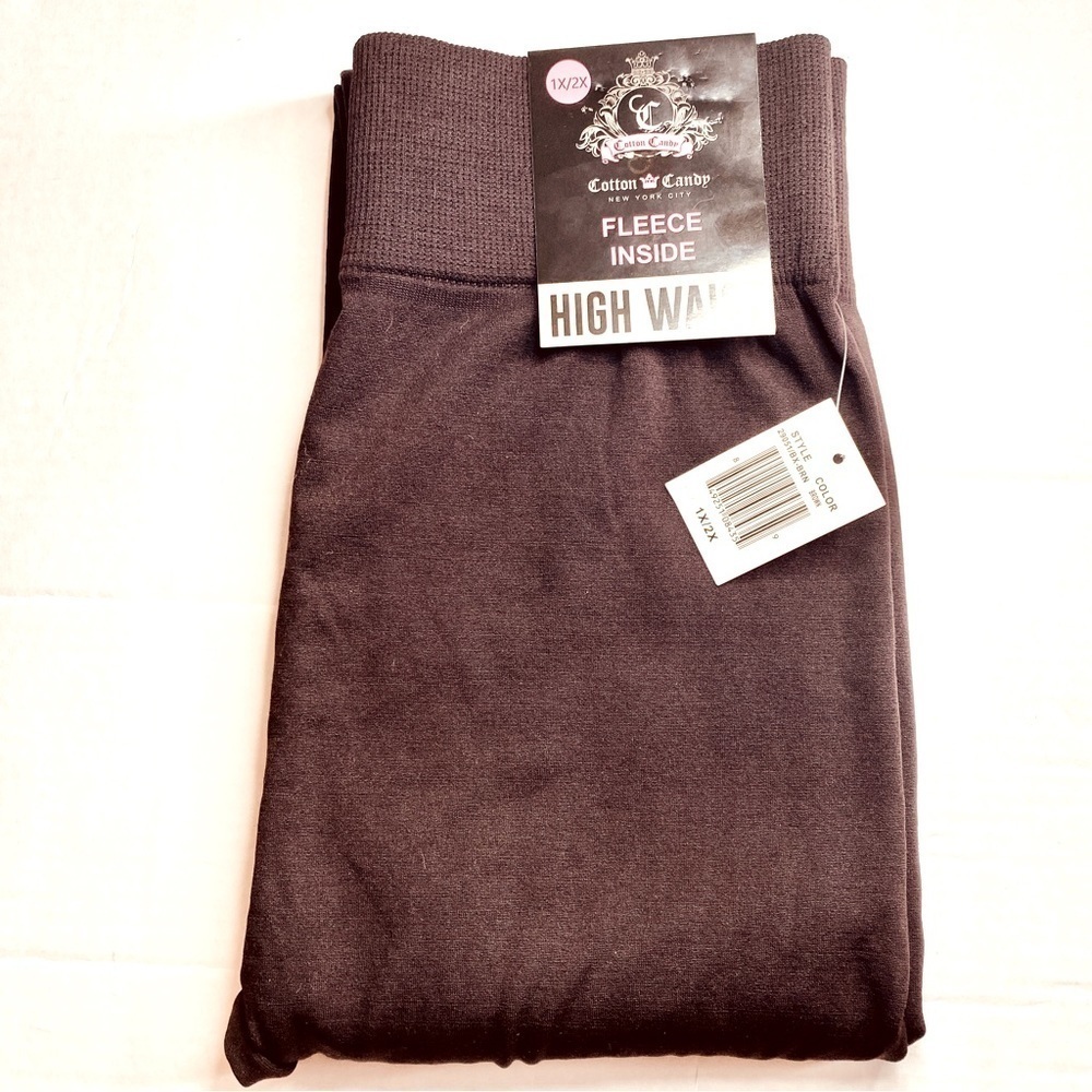 𝅺🔵 NWT Cotton Candy Brown High Waist Leggings With Fleece Lining 1X/2X - Picture 2 of 8